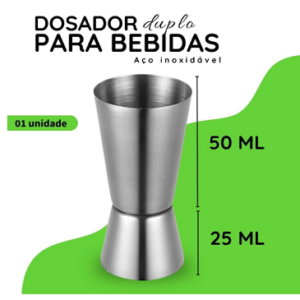 Dosador Bebidas Duplo 50ml 25ml Aço Inox