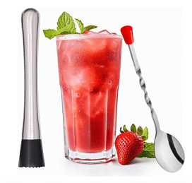 Kit Para Barman Colher Bailarina E Socador Macerador Para Drinks e Caipirinhas
